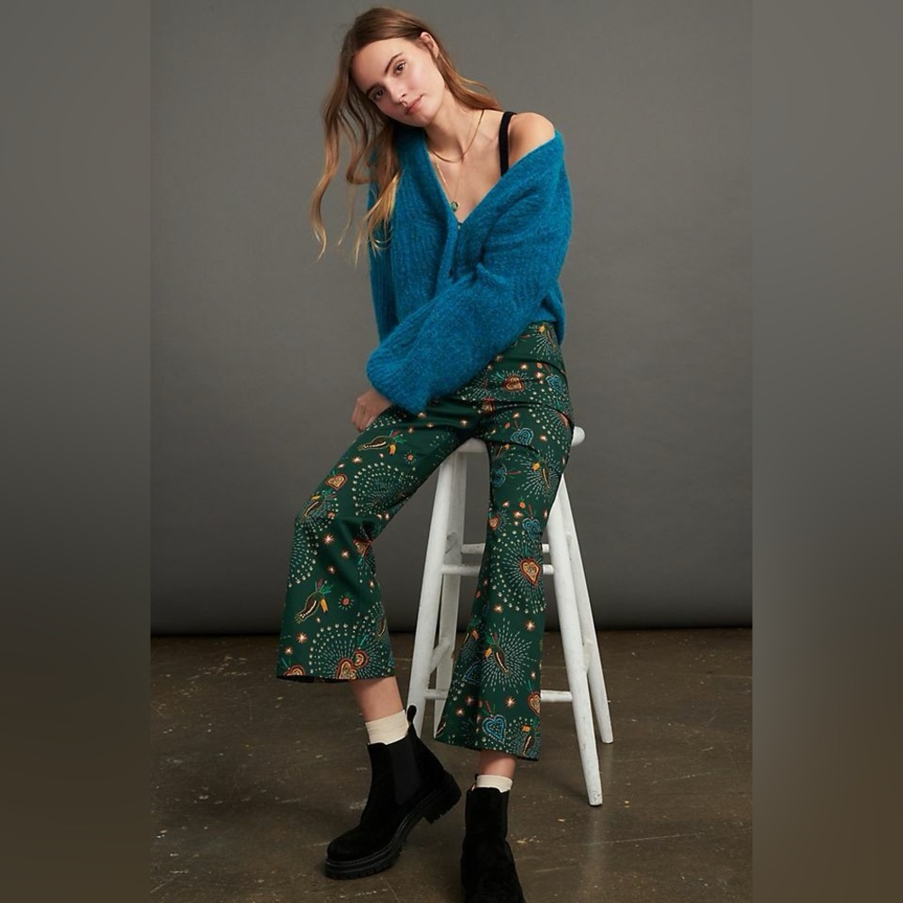 🆕NWT Anthropologie Farm Rio Fernanda Flared Pants Size XS